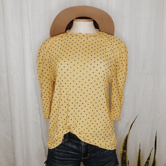 zara yellow polka dot top